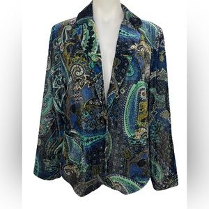 Chico’s Size 2 Paisley Velvet Blazer